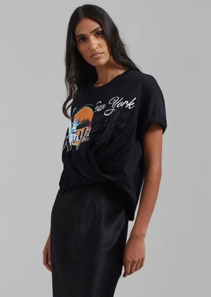 The Frankie Shop 31 Phillip Lim We Are NY Twist TShirt Slip Dress 8211 Black Multi Women Dresses