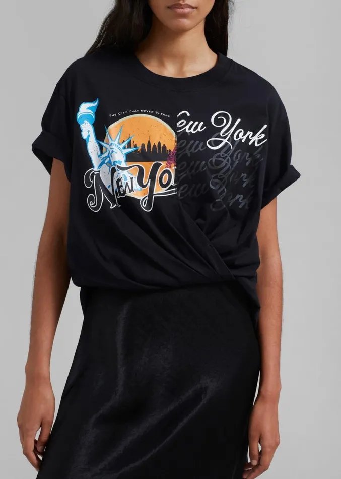 The Frankie Shop 31 Phillip Lim We Are NY Twist TShirt Slip Dress 8211 Black Multi Women Dresses