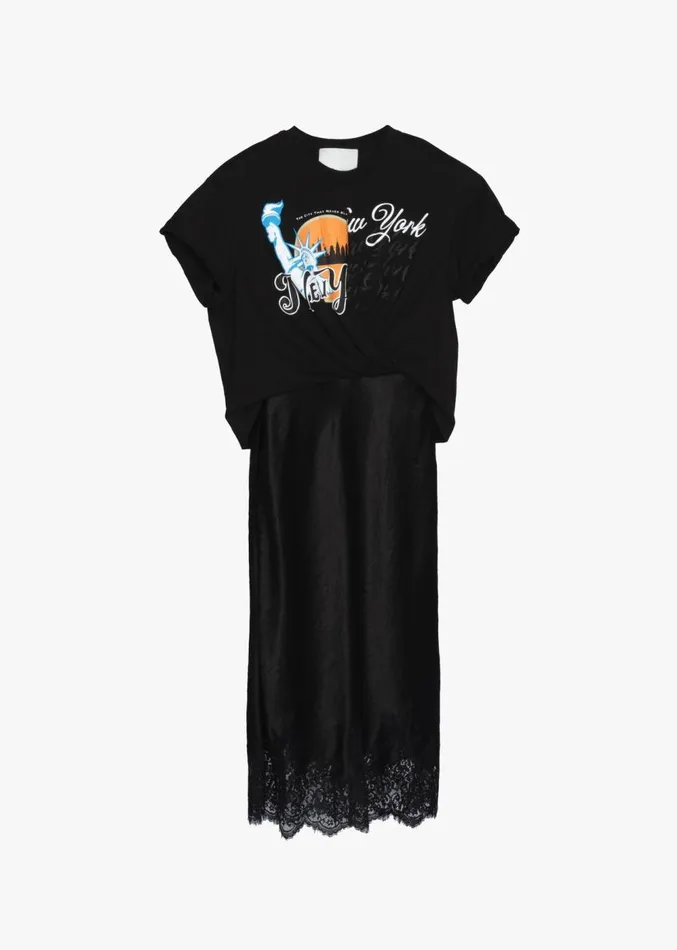 The Frankie Shop 31 Phillip Lim We Are NY Twist TShirt Slip Dress 8211 Black Multi Women Dresses