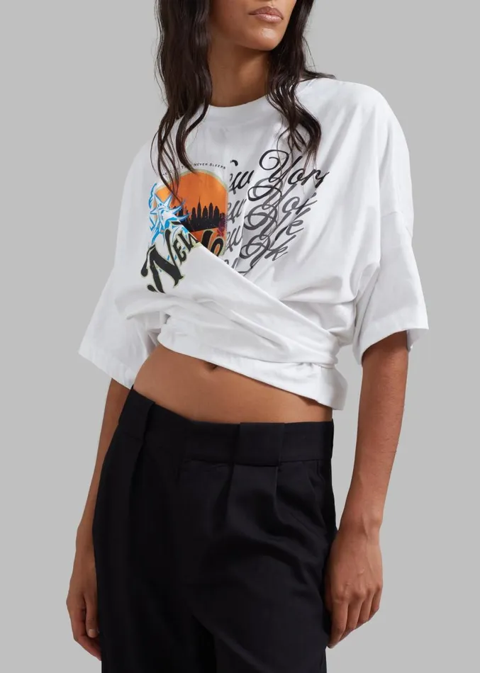 The Frankie Shop 31 Phillip Lim We Are NY Twisted Tie Back TShirt 8211 White Multi Women Clothing