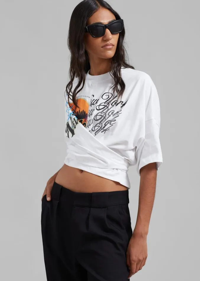 The Frankie Shop 31 Phillip Lim We Are NY Twisted Tie Back TShirt 8211 White Multi Women Clothing
