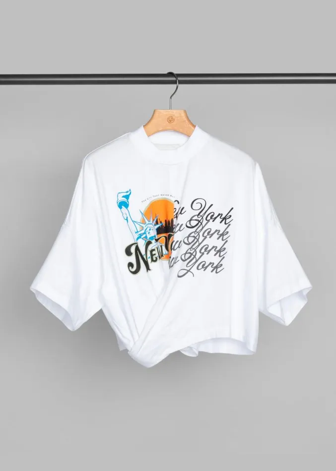 The Frankie Shop 31 Phillip Lim We Are NY Twisted Tie Back TShirt 8211 White Multi Women Clothing
