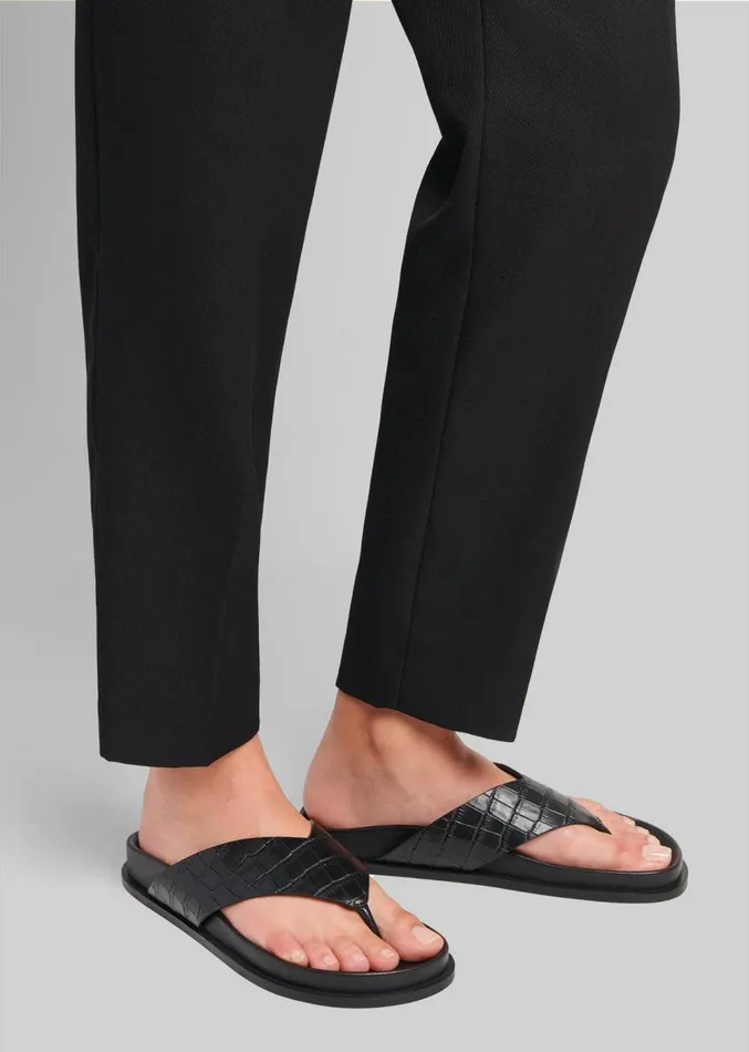 The Frankie Shop AEmery Alma Sandal 8211 Black Croc Women Shoes