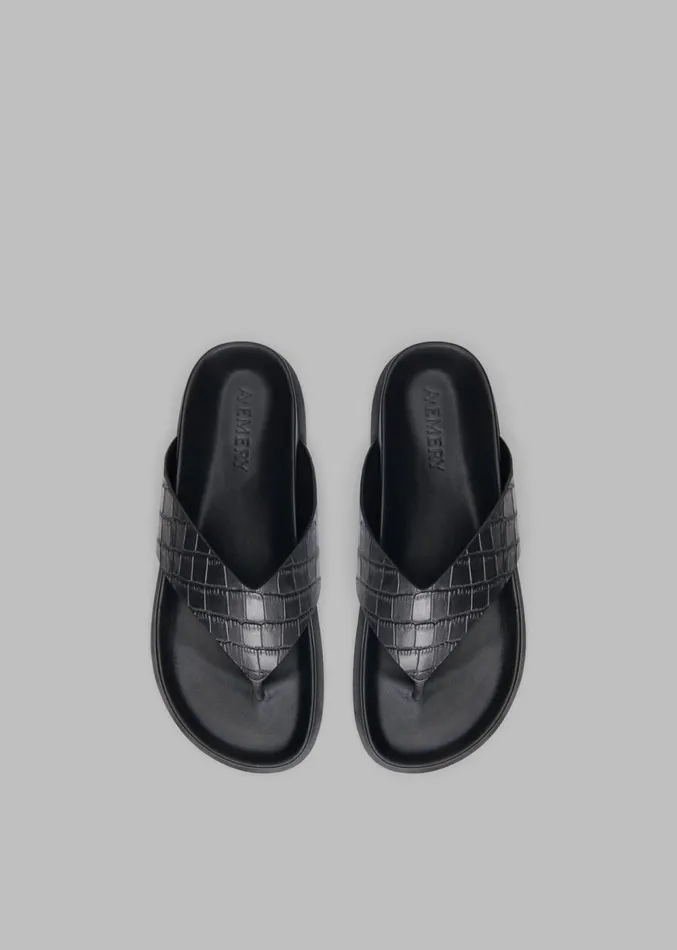 The Frankie Shop AEmery Alma Sandal 8211 Black Croc Women Shoes