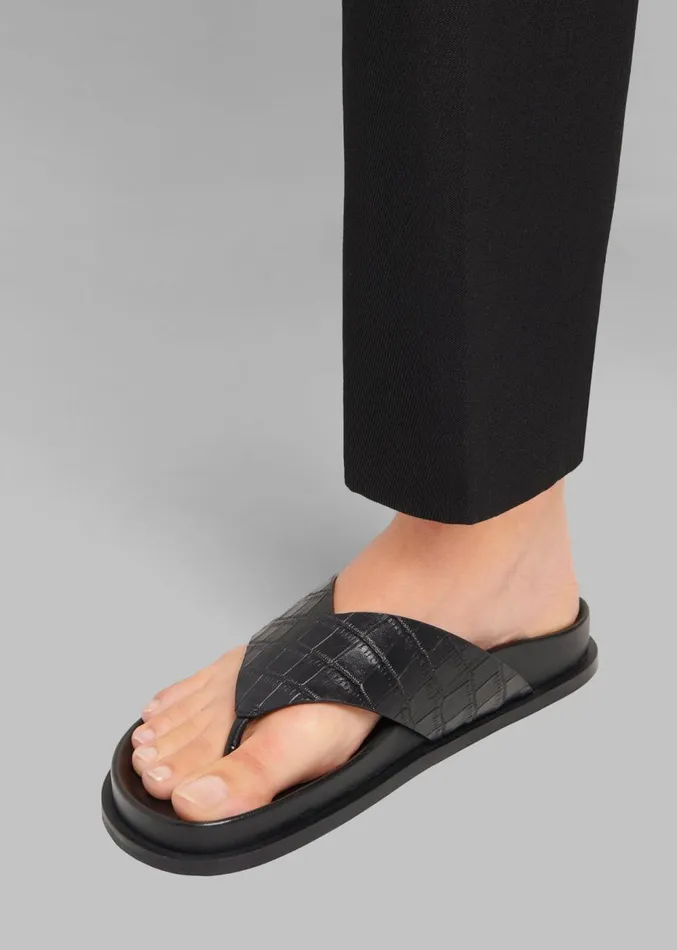 The Frankie Shop AEmery Alma Sandal 8211 Black Croc Women Shoes
