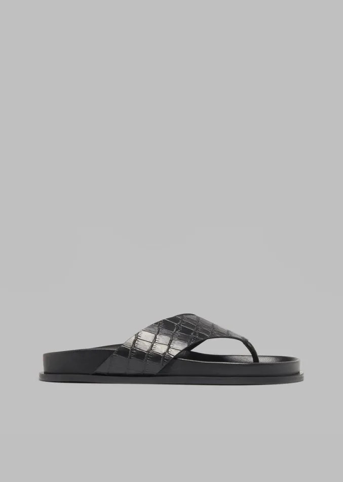 The Frankie Shop AEmery Alma Sandal 8211 Black Croc Women Shoes