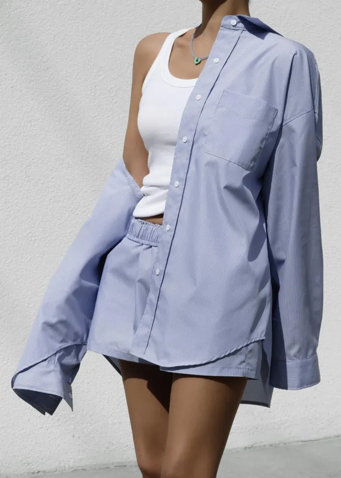 The Frankie Shop Addie Shorts 8211 Blue Stripe Women Clothing