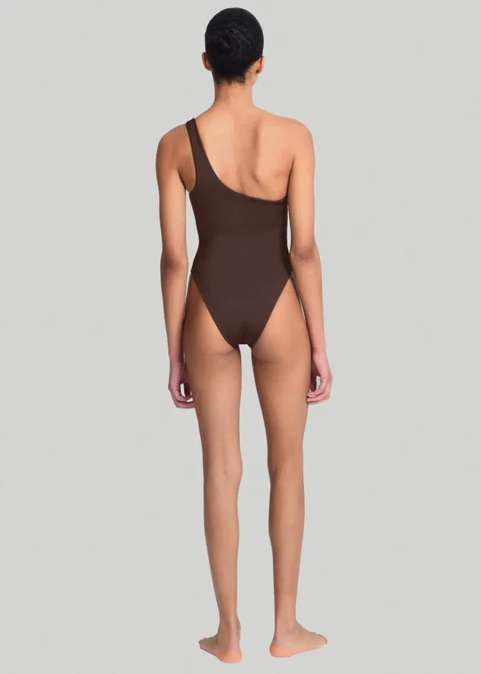 The Frankie Shop Aexae One Shoulder One Piece 8211 Brown Women Swimwear