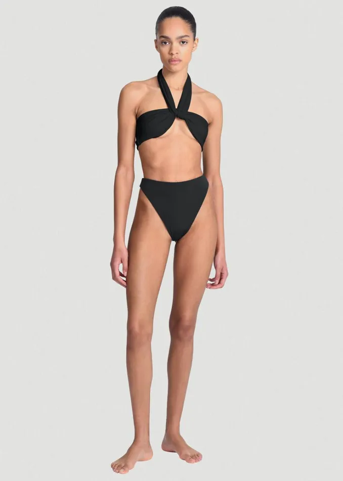 The Frankie Shop Aexae Wrap Tie Swim Top 8211 Black Women Swimwear