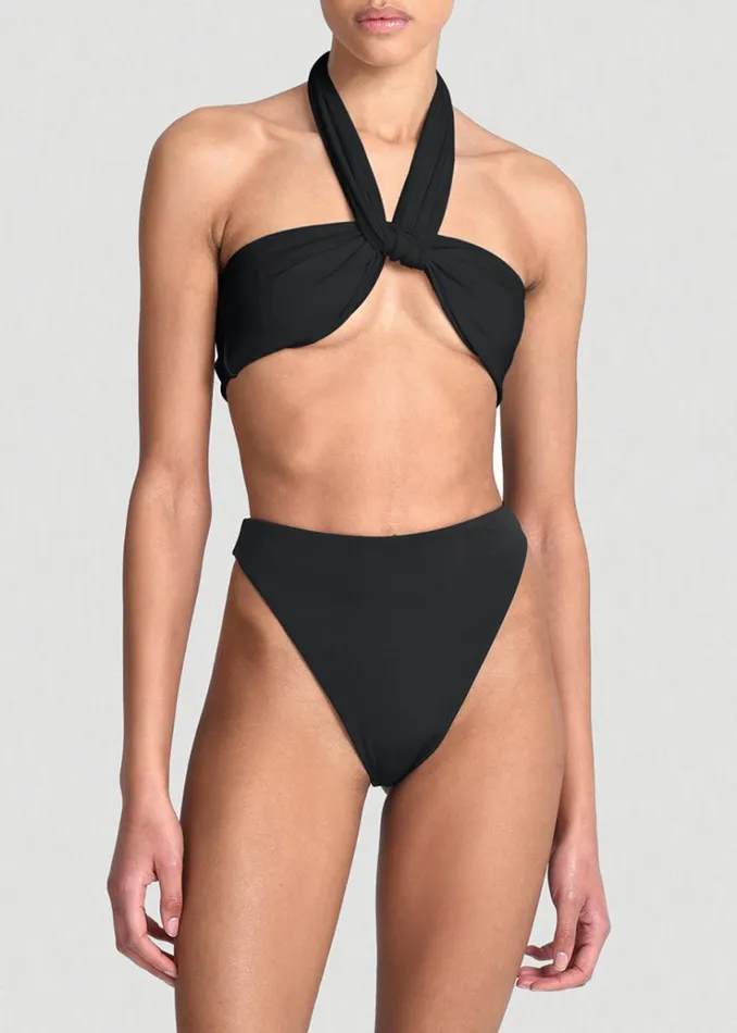 The Frankie Shop Aexae Wrap Tie Swim Top 8211 Black Women Swimwear