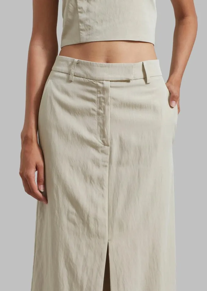 The Frankie Shop Anastasia Slit Midi Skirt 8211 Sage Women Clothing