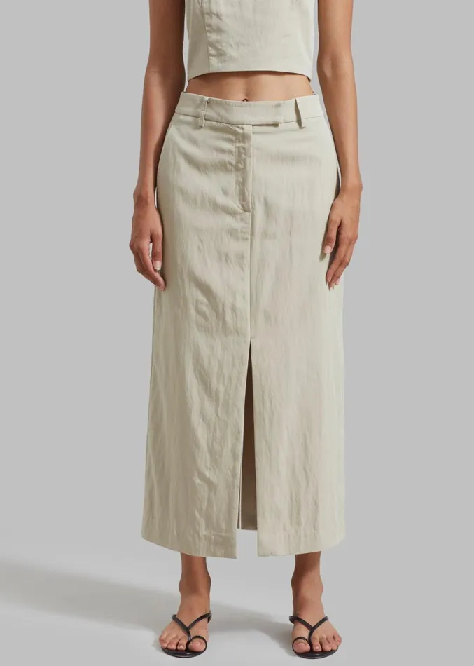 The Frankie Shop Anastasia Slit Midi Skirt 8211 Sage Women Clothing