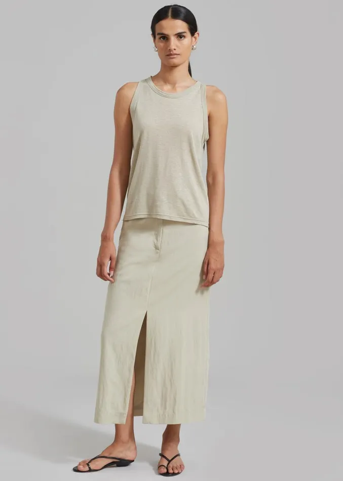The Frankie Shop Anastasia Slit Midi Skirt 8211 Sage Women Clothing