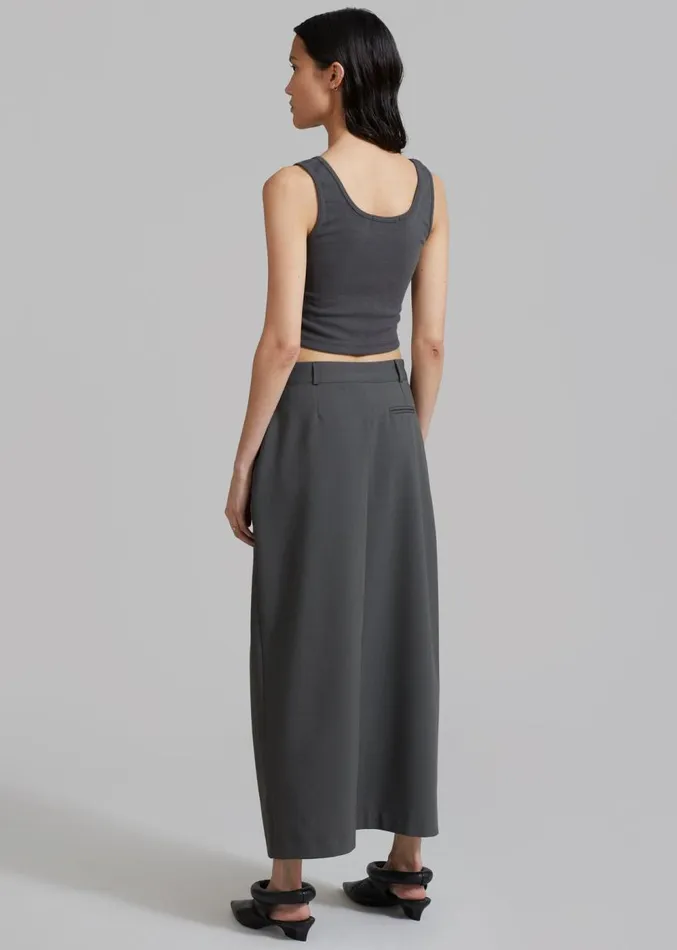The Frankie Shop Annabel Asymmetric Midi Skirt 8211 Grey Women Clothing