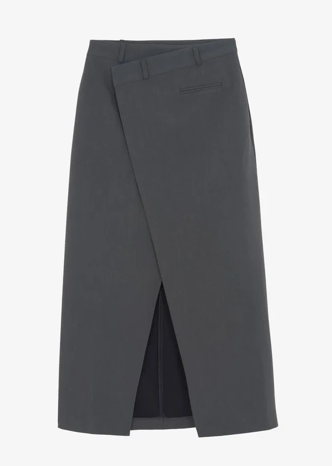 The Frankie Shop Annabel Asymmetric Midi Skirt 8211 Grey Women Clothing