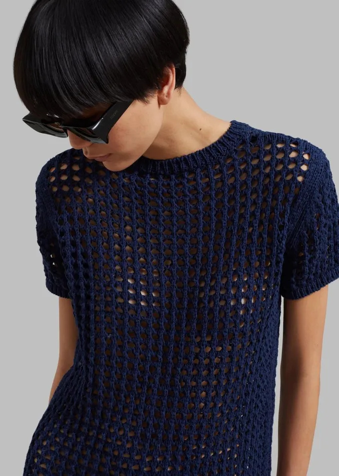 The Frankie Shop Ari Knit Mini Dress 8211 Navy Women Clothing