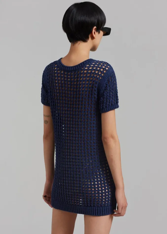 The Frankie Shop Ari Knit Mini Dress 8211 Navy Women Clothing