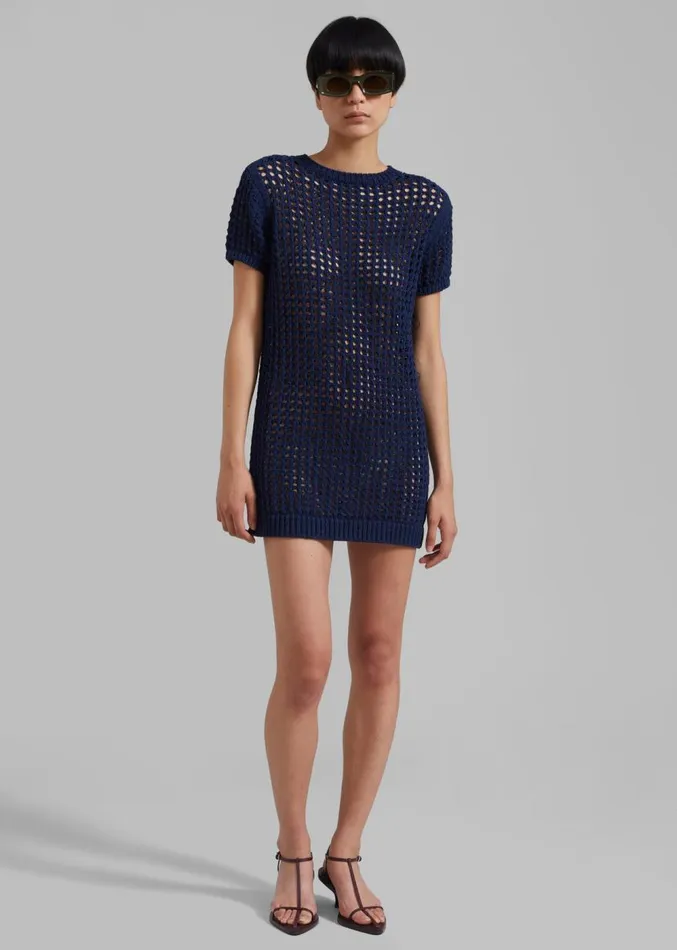 The Frankie Shop Ari Knit Mini Dress 8211 Navy Women Clothing
