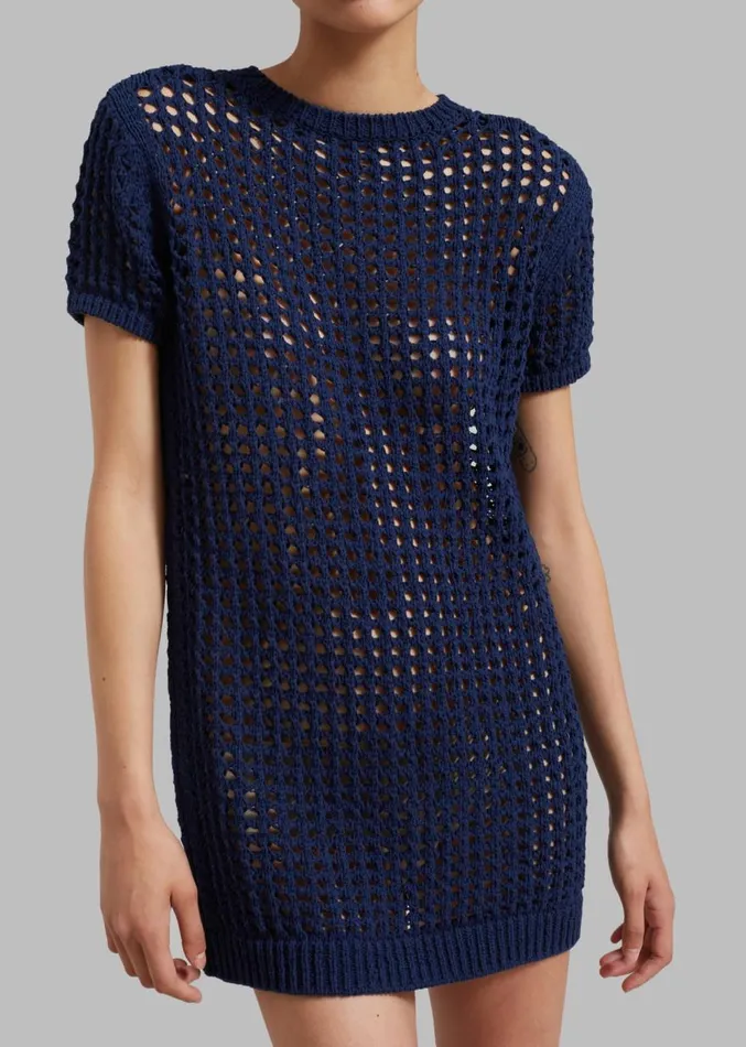 The Frankie Shop Ari Knit Mini Dress 8211 Navy Women Clothing