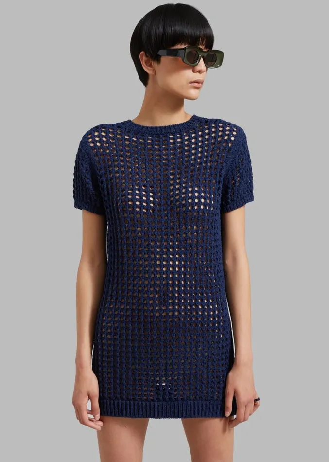 The Frankie Shop Ari Knit Mini Dress 8211 Navy Women Clothing