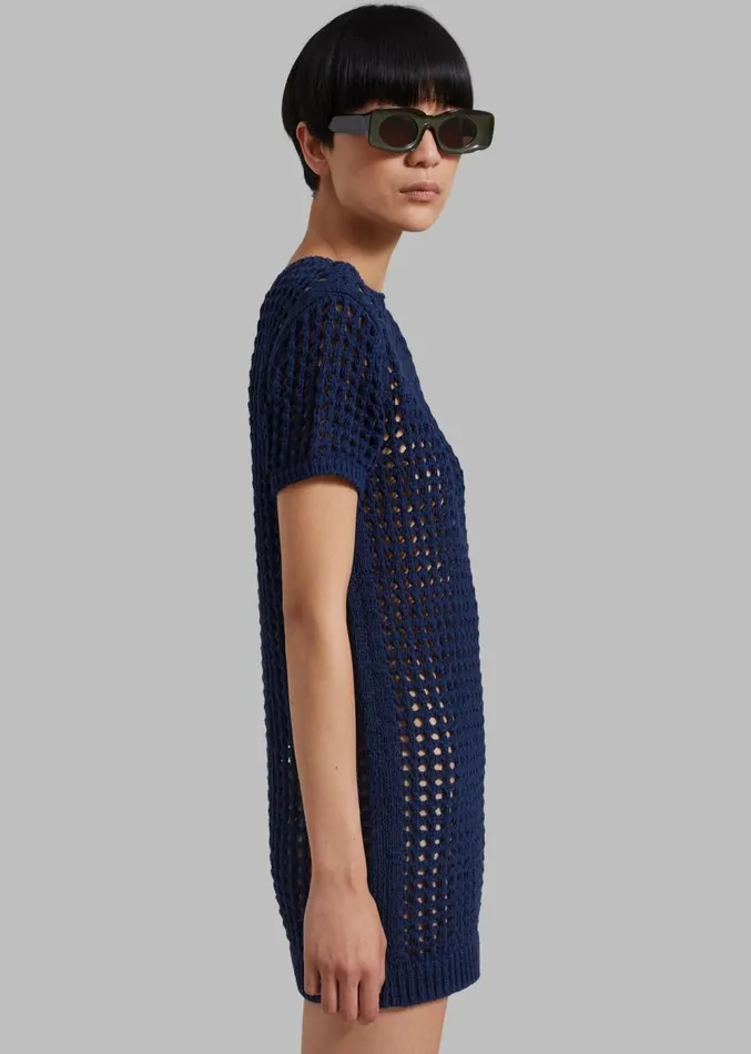 The Frankie Shop Ari Knit Mini Dress 8211 Navy Women Clothing