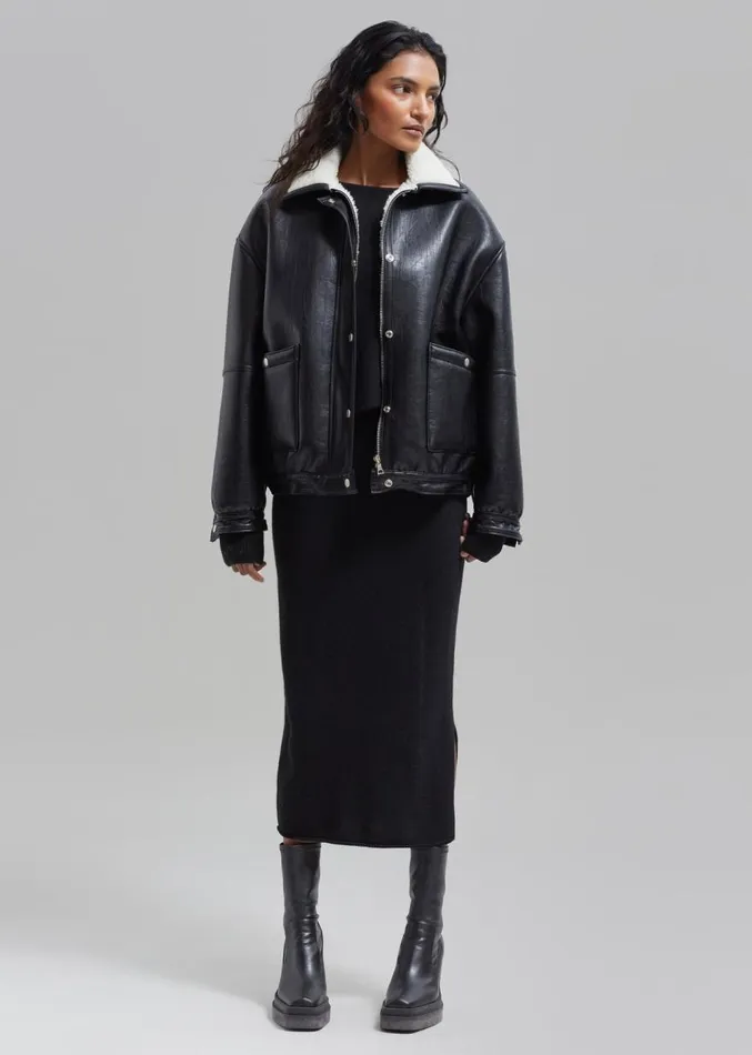 The Frankie Shop Arin Faux Leather Jacket 8211 Black Women Clothing