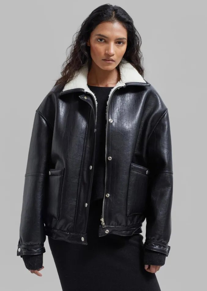 The Frankie Shop Arin Faux Leather Jacket 8211 Black Women Clothing