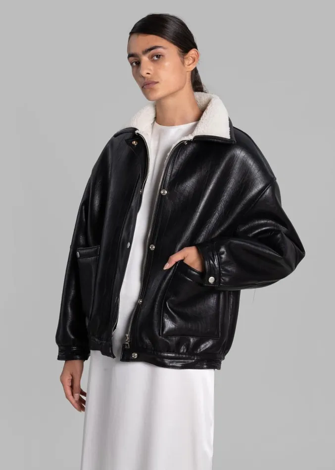 The Frankie Shop Arin Faux Leather Jacket 8211 Black Women Clothing