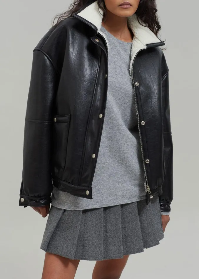The Frankie Shop Arin Faux Leather Jacket 8211 Black Women Clothing