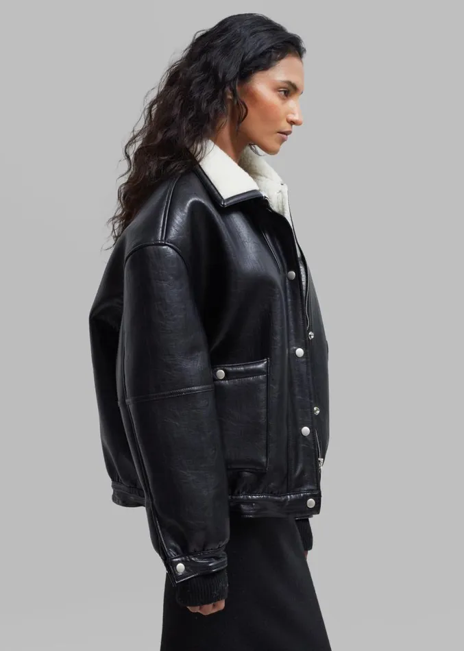 The Frankie Shop Arin Faux Leather Jacket 8211 Black Women Clothing