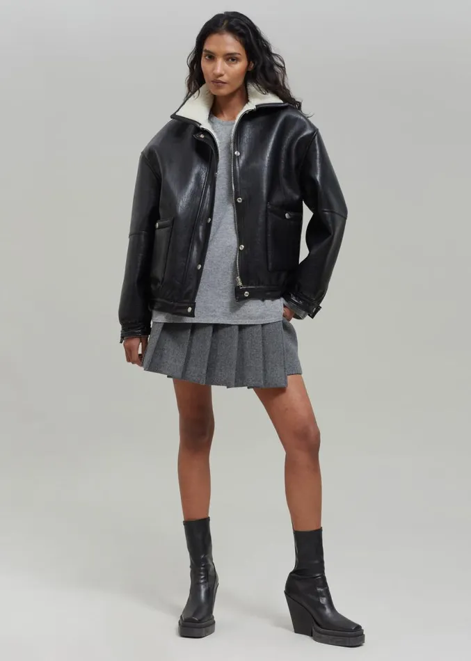 The Frankie Shop Arin Faux Leather Jacket 8211 Black Women Clothing
