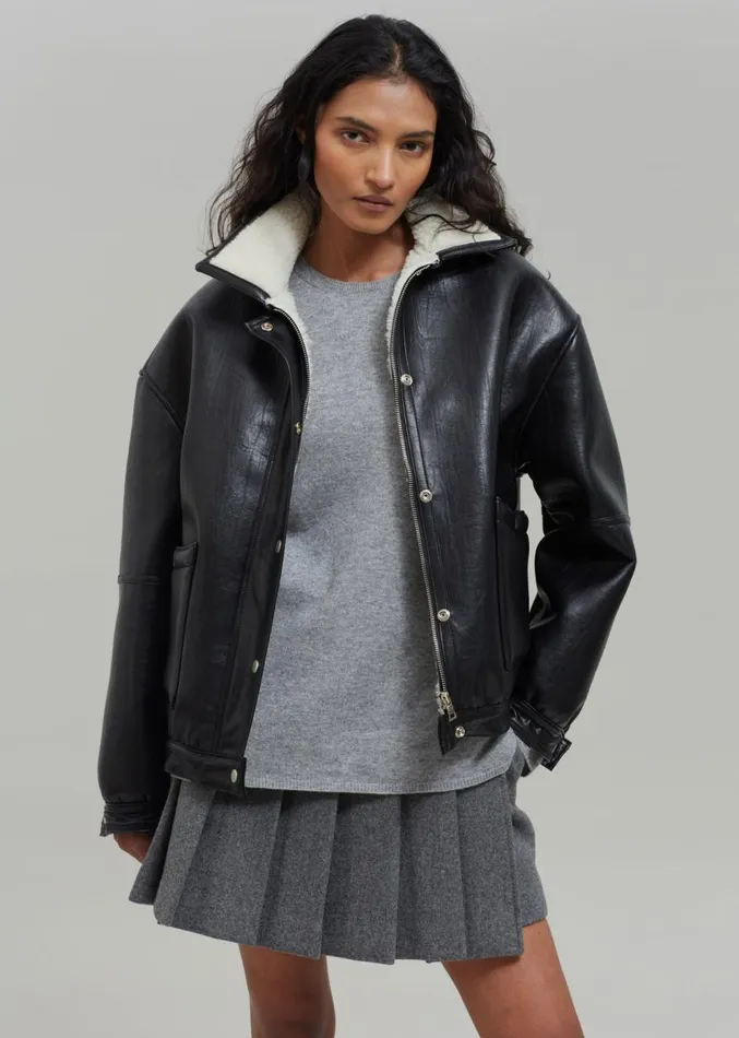 The Frankie Shop Arin Faux Leather Jacket 8211 Black Women Clothing