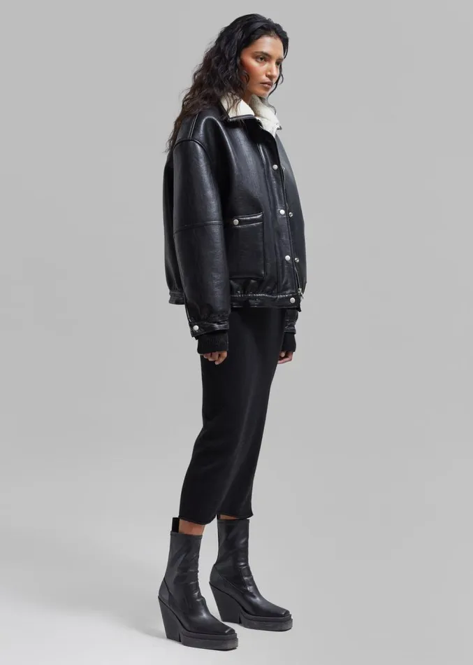 The Frankie Shop Arin Faux Leather Jacket 8211 Black Women Clothing