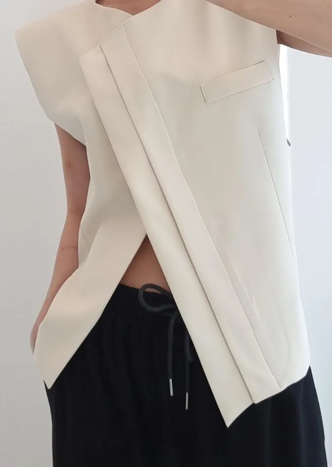 The Frankie Shop Ashton Cross Vest 8211 Cream Women Clothing