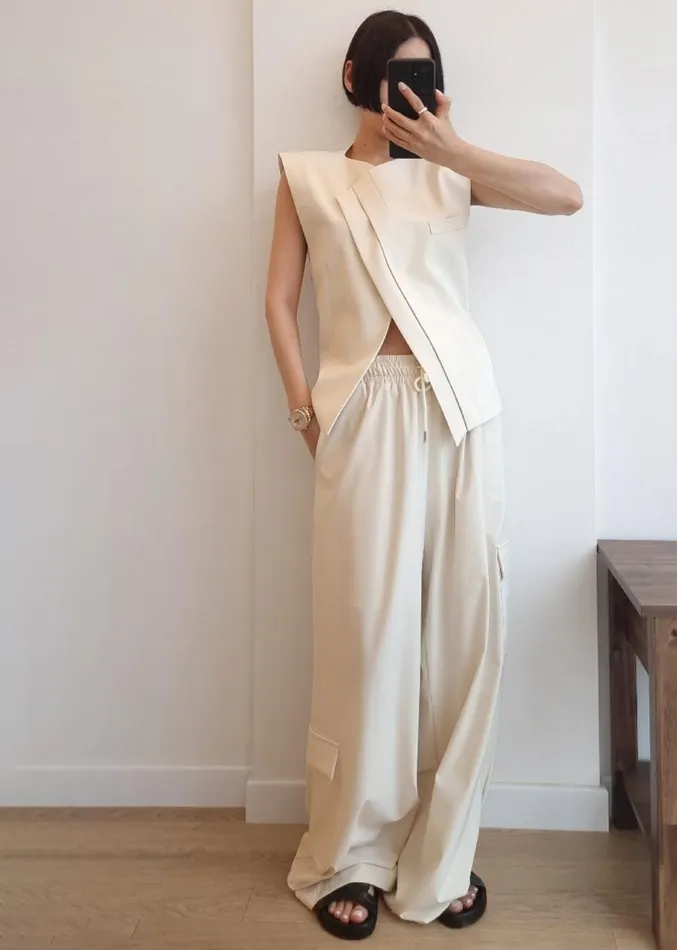The Frankie Shop Ashton Cross Vest 8211 Cream Women Clothing