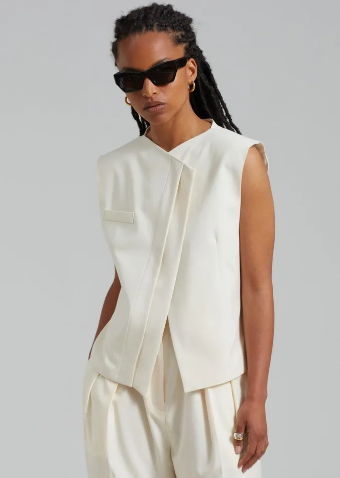 The Frankie Shop Ashton Cross Vest 8211 Cream Women Clothing