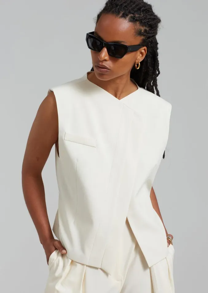 The Frankie Shop Ashton Cross Vest 8211 Cream Women Clothing
