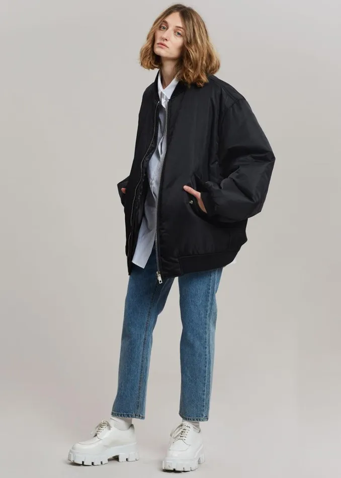 The Frankie Shop Astra Bomber Jacket 8211 Black WomenMen Outerwear