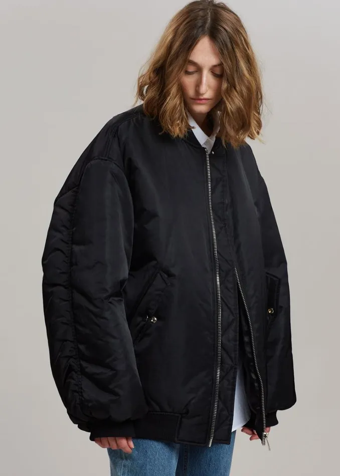 The Frankie Shop Astra Bomber Jacket 8211 Black WomenMen Outerwear