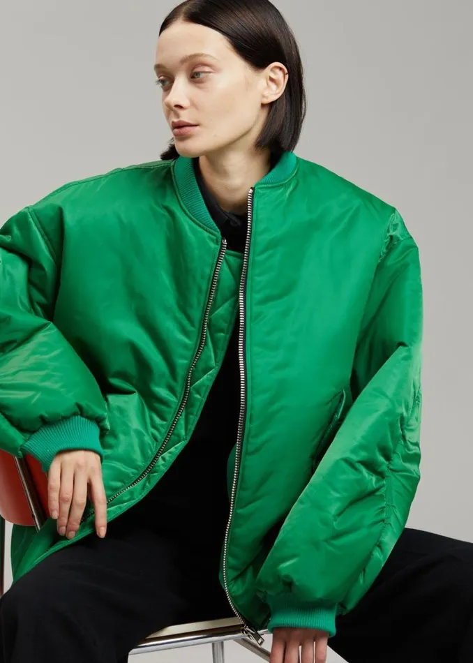 The Frankie Shop Astra Bomber Jacket 8211 Kelly Green WomenMen Outerwear