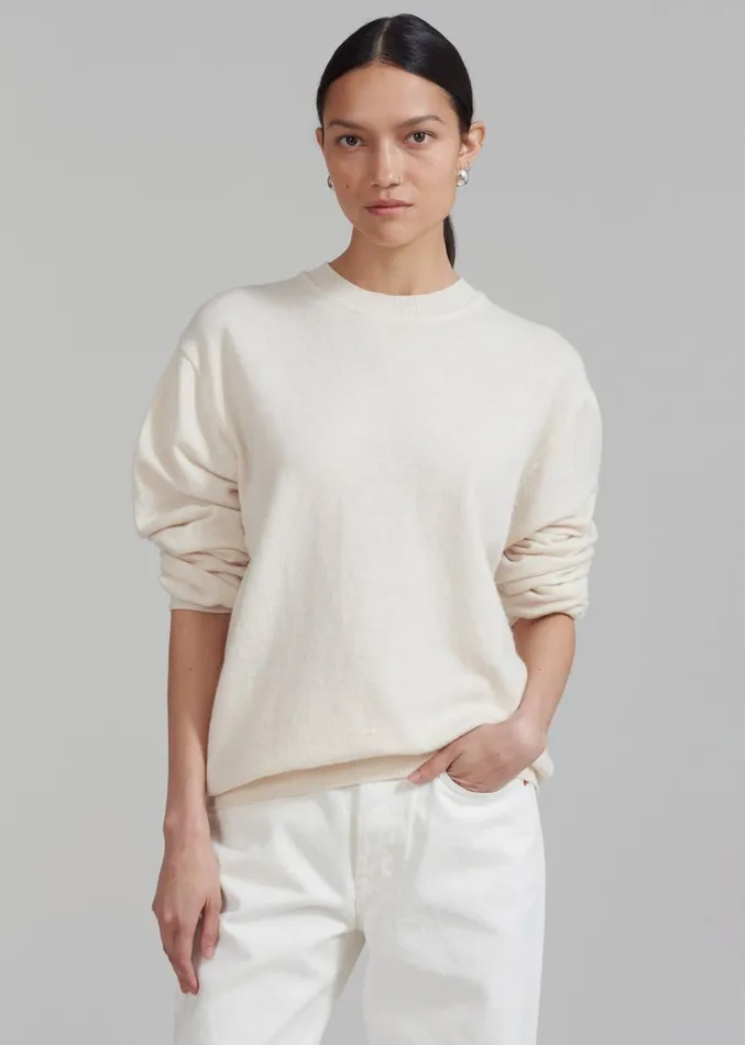 The Frankie Shop Aurora Wool Blend Knit Sweater 8211 Cream Women Knitwear