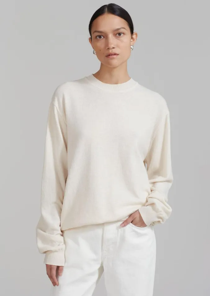 The Frankie Shop Aurora Wool Blend Knit Sweater 8211 Cream Women Knitwear