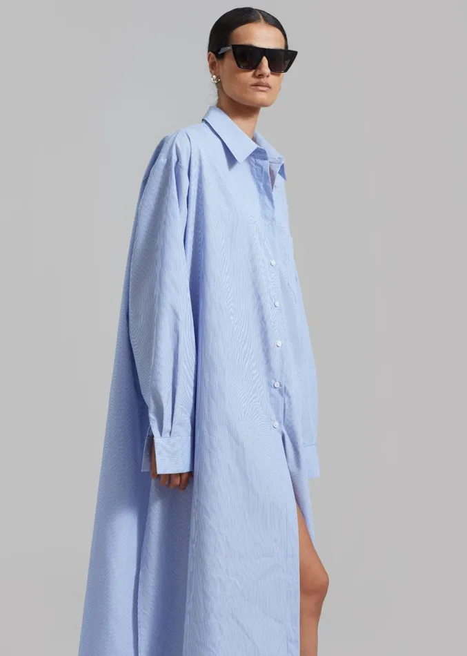 The Frankie Shop Avery Shirt Dress 8211 Blue Stripe Women Clothing