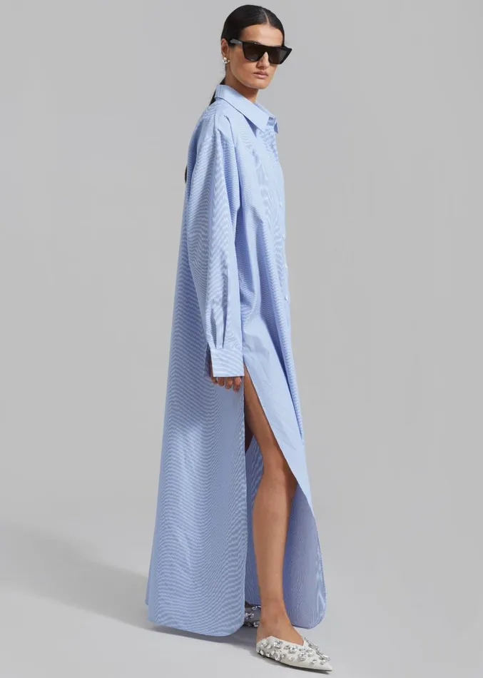 The Frankie Shop Avery Shirt Dress 8211 Blue Stripe Women Clothing