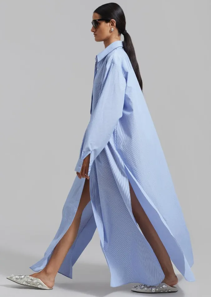 The Frankie Shop Avery Shirt Dress 8211 Blue Stripe Women Clothing