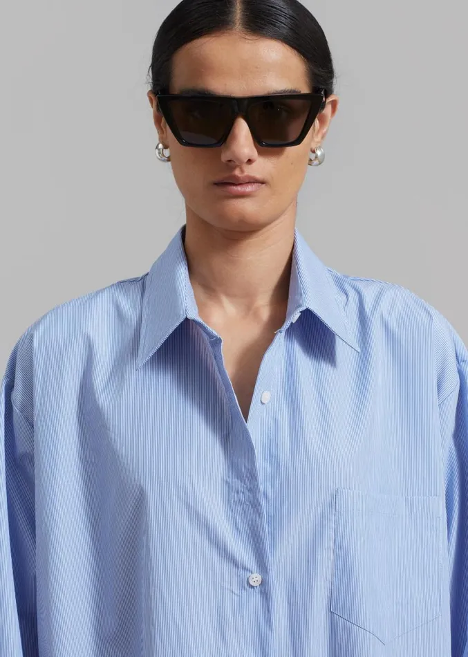 The Frankie Shop Avery Shirt Dress 8211 Blue Stripe Women Clothing