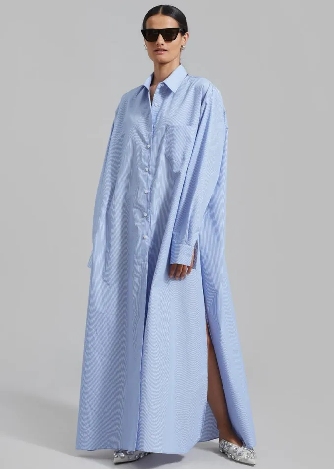 The Frankie Shop Avery Shirt Dress 8211 Blue Stripe Women Clothing