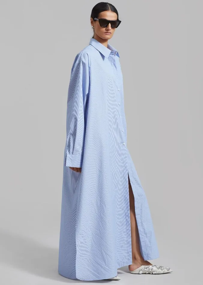 The Frankie Shop Avery Shirt Dress 8211 Blue Stripe Women Clothing