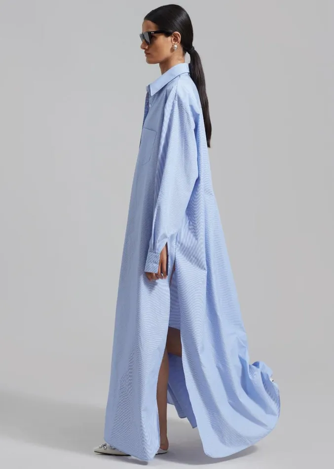 The Frankie Shop Avery Shirt Dress 8211 Blue Stripe Women Clothing