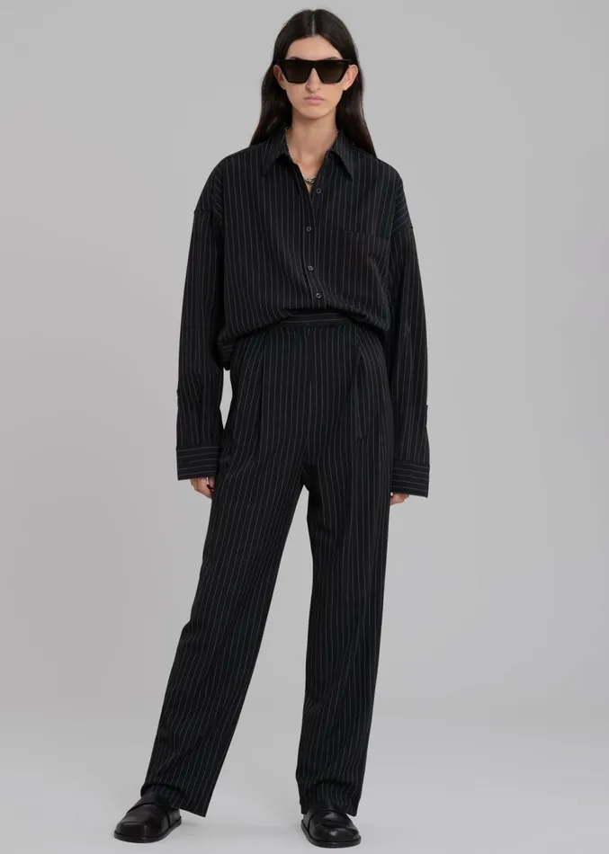 The Frankie Shop Bea Fluid Pinstripe Suit Pants 8211 BlackWhite Women Clothing